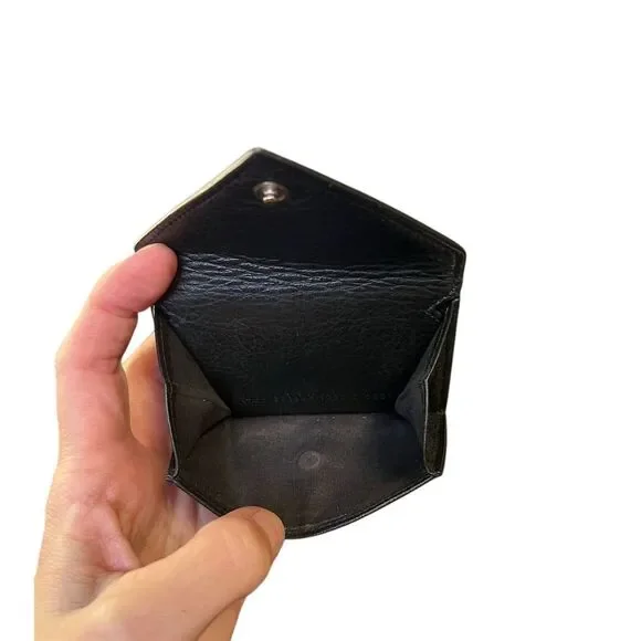 Balenciaga Papier Mini Black Leather Trifold Wallet Unisex - Picture 3 of 6